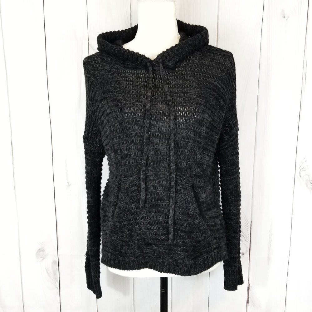 Quinn Black Knit Hooded Sweatshirt